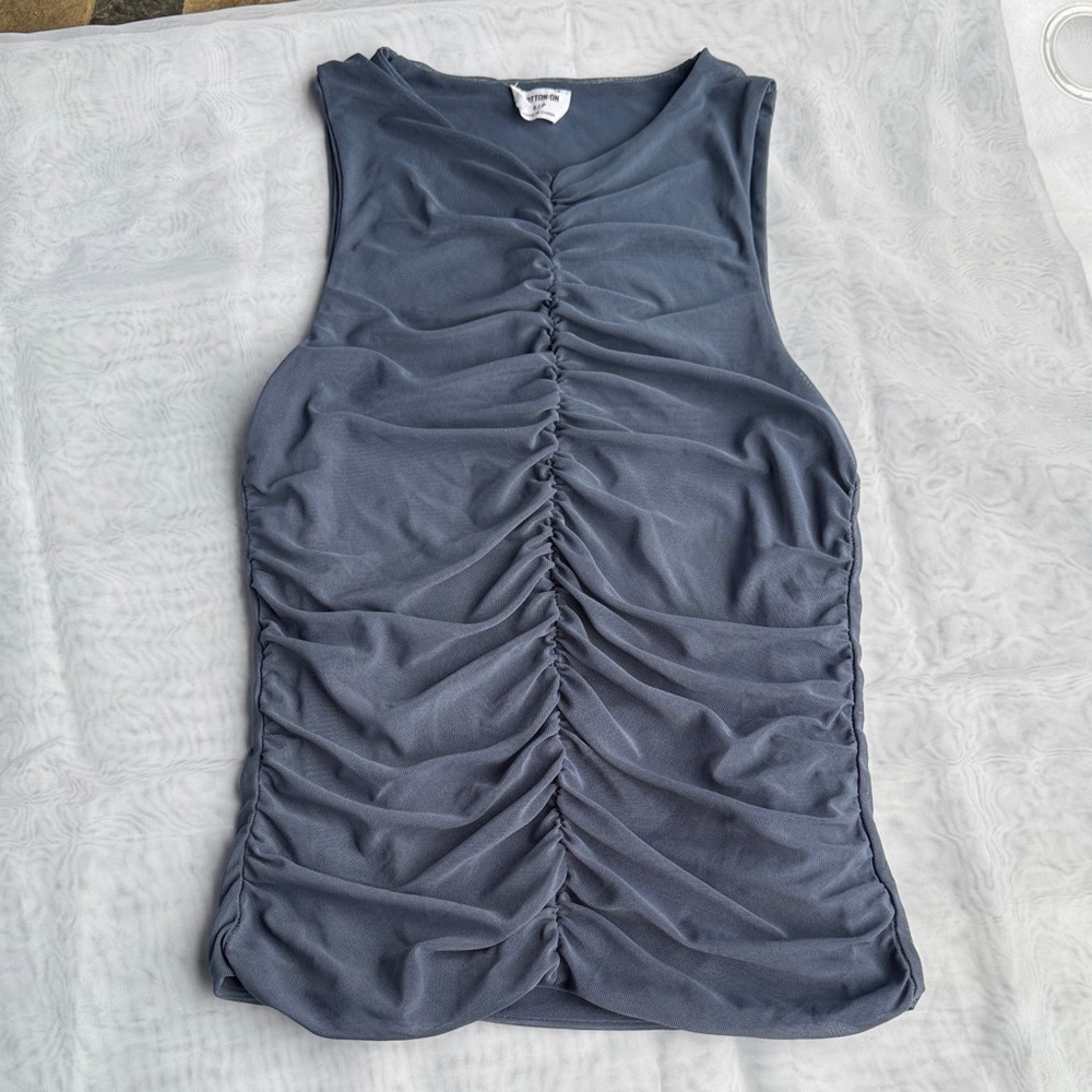 Cotton on Sleeveless Ruched Gray Top